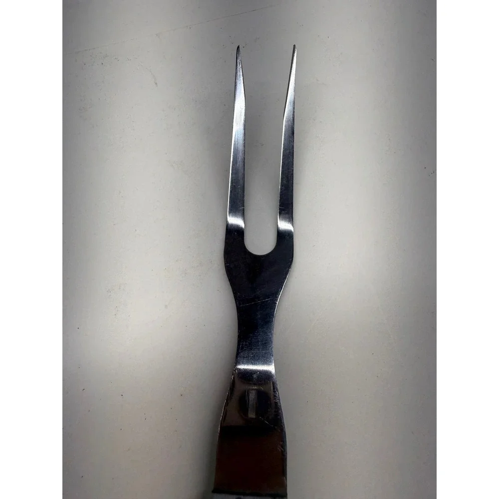 Vintage Stainless Steel Two Tine Meat Carving Fork Heavy Duty Kitchen Tool